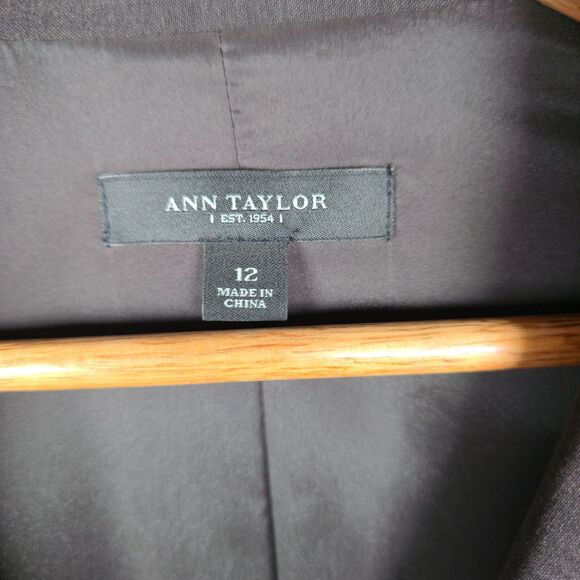 Ann Taylor Blazer Jacket Women 12 Brown Classic Career Office Wool Blend Pockets - Picture 3 of 10
